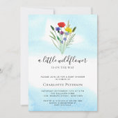 小さなワイルドフラワーの水の色の赤ちゃんシャワー 招待状 (正面)