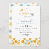 小さなワイルドフラワーの水の色の赤ちゃんシャワー 招待状 (正面/裏面)