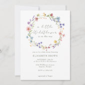 小さなワイルドフラワーの水色の女の子の赤ちゃんシャワー 招待状 (正面)