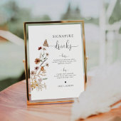 小さなワイルドフラワーの署名ドリンクの看板 台座サイン