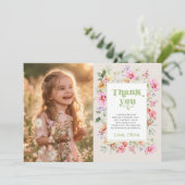 小さなワイルドフラワーの誕生日のパーティー感謝していトあなたを 招待状 (スタンド正面)