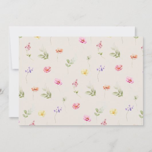 小さなワイルドフラワーの誕生日のパーティー感謝していトあなたを 招待状 (裏面)