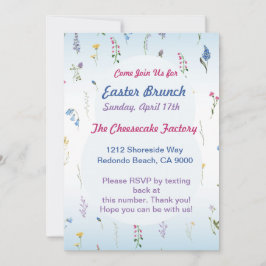 小さなワイルドフラワーイースターE-Vite – カスタマイズ可能な招待客 招待状