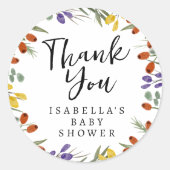 小さなワイルドフラワーオンザウェイベイビー秋シャワー ラウンドシール (正面)