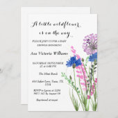 小さなワイルドフラワーガール赤ちゃんシャワーコーンフラワー 招待状 (正面/裏面)