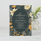 小さなワイルドフラワーグリーン自然テーマベビーシャワー 招待状 (スタンド正面)