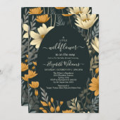 小さなワイルドフラワーグリーン自然テーマベビーシャワー 招待状 (正面/裏面)