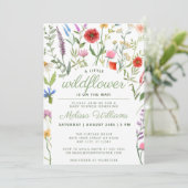 小さなワイルドフラワーニュートラルベビーシャワー招待状 招待状 (スタンド正面)