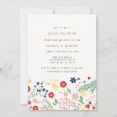 小さなワイルドフラワーパターン赤ちゃんシャワー 招待状 (正面)