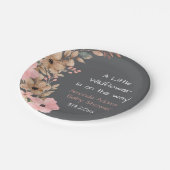 小さなワイルドフラワーピンクの女の子のベビーシャワー ペーパープレート (アングル)