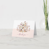 小さなワイルドフラワーピンクの女の子の赤ちゃんシャワー サンキューカード (正面)