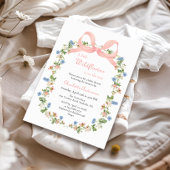 小さなワイルドフラワーピンクの弓の赤ちゃんシャワー 招待状