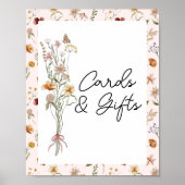 小さなワイルドフラワーピンクの赤ちゃんシャワーカードとギフト ポスター (正面)