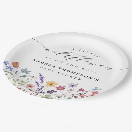 小さなワイルドフラワーフローラガーデン女の子の赤ちゃんシャワー ペーパープレート (アングル)