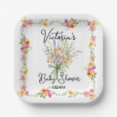 小さなワイルドフラワーブーケ赤ちゃんシャワー ペーパープレート (正面)