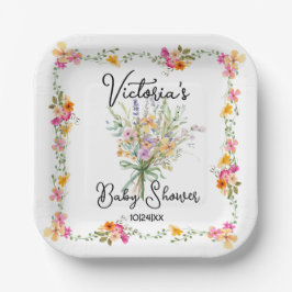 小さなワイルドフラワーブーケ赤ちゃんシャワー ペーパープレート