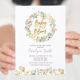 小さなワイルドフラワーベビーの開花ベビーシャワー 招待状