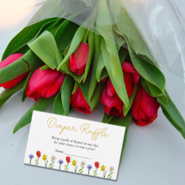 小さなワイルドフラワーベビーシャワーおむつラッフル エンクロージャーカード