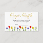 小さなワイルドフラワーベビーシャワーおむつラッフル エンクロージャーカード (正面)