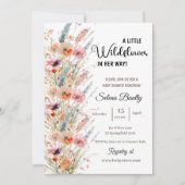 小さなワイルドフラワーベビーシャワーピンク 招待状 (正面)