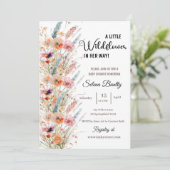 小さなワイルドフラワーベビーシャワーピンク 招待状 (スタンド正面)