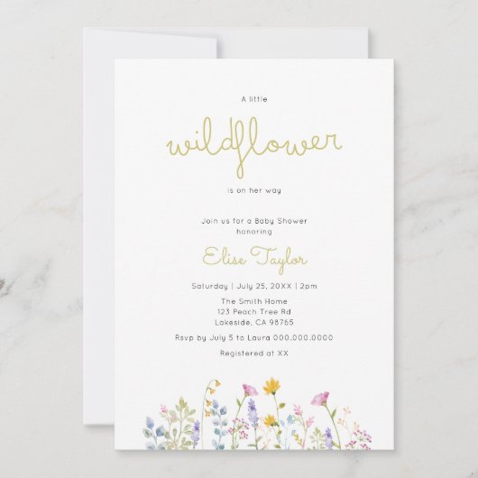 小さなワイルドフラワーベビーシャワー招待状 招待状 (正面)