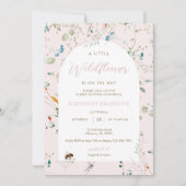 小さなワイルドフラワーベビービーガール赤ちゃんシャワーInvi 招待状 (正面)