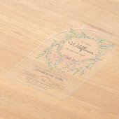 小さなワイルドフラワーボウガーデン赤ちゃんシャワーアーチ アクリル招待状 (レイダウン)