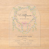 小さなワイルドフラワーボウガーデン赤ちゃんシャワーアーチ アクリル招待状 (正面)