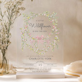 小さなワイルドフラワーボウガーデン赤ちゃんシャワーアーチ アクリル招待状