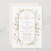小さなワイルドフラワーボホビーガールベイビーシャワー 招待状 (正面/裏面)