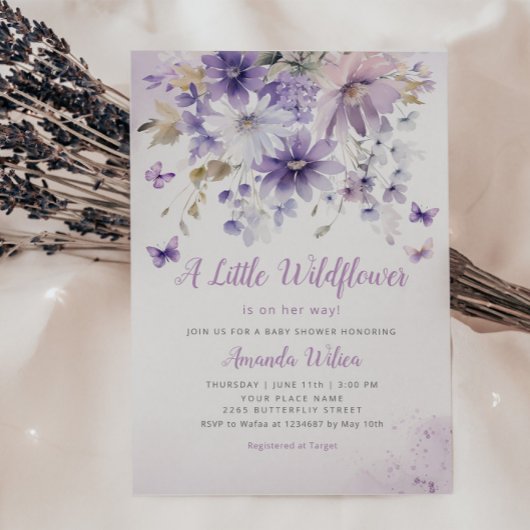 小さなワイルドフラワーボホフローラガールベビーシャワー 招待状