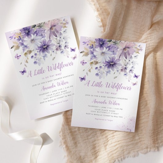 小さなワイルドフラワーボホフローラガールベビーシャワー 招待状
