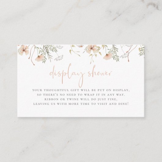 小さなワイルドフラワーボホベビーディスプレイシャワー エンクロージャーカード (正面)