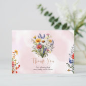 小さなワイルドフラワーボホ自然ガールベビーシャワー サンキューカード (スタンド正面)