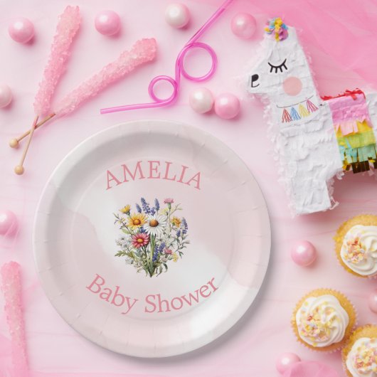 小さなワイルドフラワーボホ自然ガールベビーシャワー ペーパープレート (パーティー)