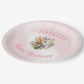 小さなワイルドフラワーボホ自然ガールベビーシャワー ペーパープレート (アングル)