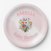 小さなワイルドフラワーボホ自然ガールベビーシャワー ペーパープレート (正面)
