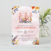 小さなワイルドフラワーボホ自然ガールベビーシャワー 招待状 (スタンド正面)