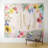 小さなワイルドフラワーママbee赤ちゃんシャワーへようこそ タペストリー (インサイチュ(横))
