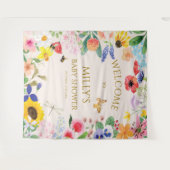 小さなワイルドフラワーママbee赤ちゃんシャワーへようこそ タペストリー (正面(横))