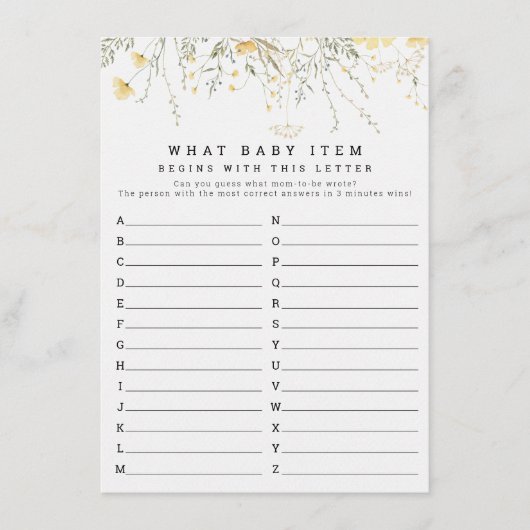 小さなワイルドフラワー何ベビー項目ベビシャワー エンクロージャーカード (正面)