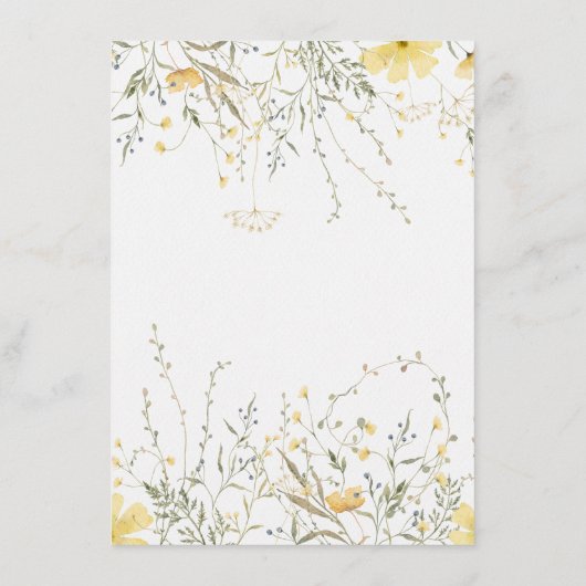 小さなワイルドフラワー何ベビー項目ベビシャワー エンクロージャーカード (裏面)