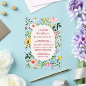 小さなワイルドフラワー、フローラ赤いスクリプト赤ちゃんシャワー アクリル招待状 (インサイチュ (ウェディング))