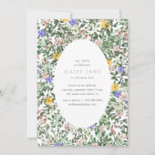 小さなワイルドフラワー | 女の子のガーデン 1歳の誕生日 招待状 (正面)