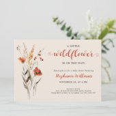 小さなワイルドフラワーBOHO水の色ベビーシャワー 招待状 (スタンド正面)