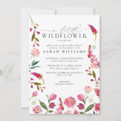 小さなワイルドフラワーQRコードピンクの水色シャワー 招待状 (正面)