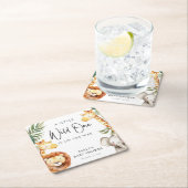 小さなワイルドワンサファリベイビーシャワー スクエアペーパーコースター (インサイチュ)