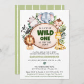 小さなワイルドワンサファリベイビーシャワー 招待状 (正面/裏面)