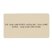 小さなワインのボトル、メイスンジャー、小さな水のために ラベル (正面)